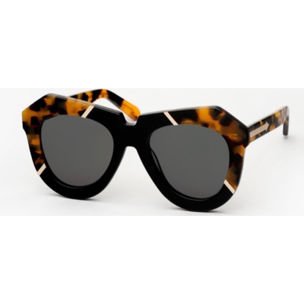 Karen Walker Tortoiseshell and Black Geometric Sunglasses